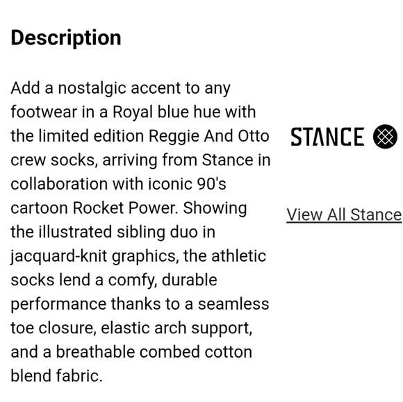 NWT Reggie & Otto Rocket Power Stance Blue Crew Socks - Picture 7 of 8